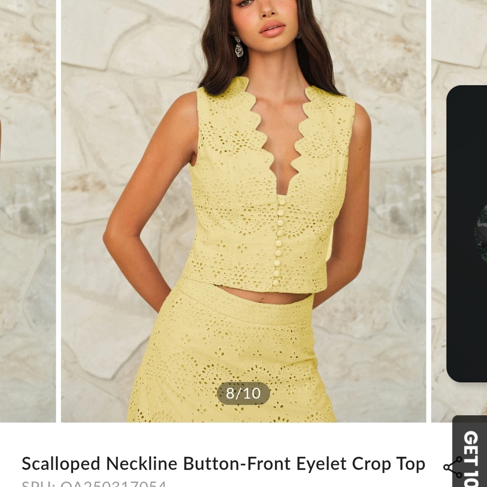 Commense Lemon Eyelet Tank Top AND MATCHING SKIRT. UNWORN WITH TAGS.